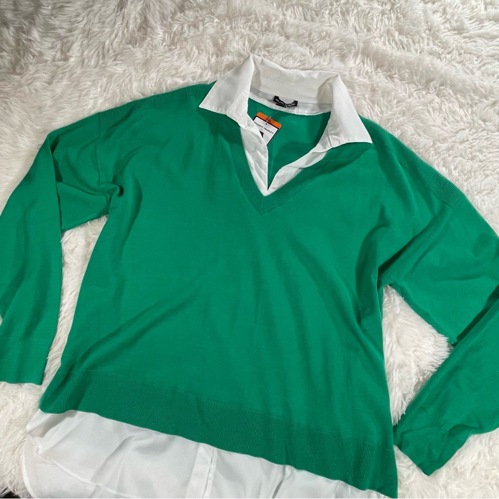 Hilary Radley Emerald Sweater with White Collar - XXL - Picture 2 of 7